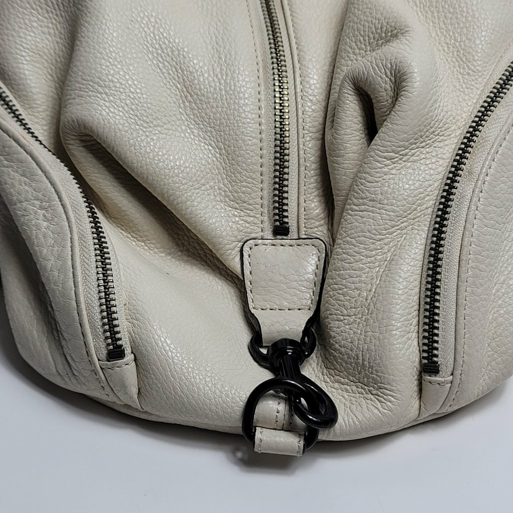 Rebecca Minkoff Julian Gray Leather Medium Backpack Pebbled White Cream - Picture 6 of 12